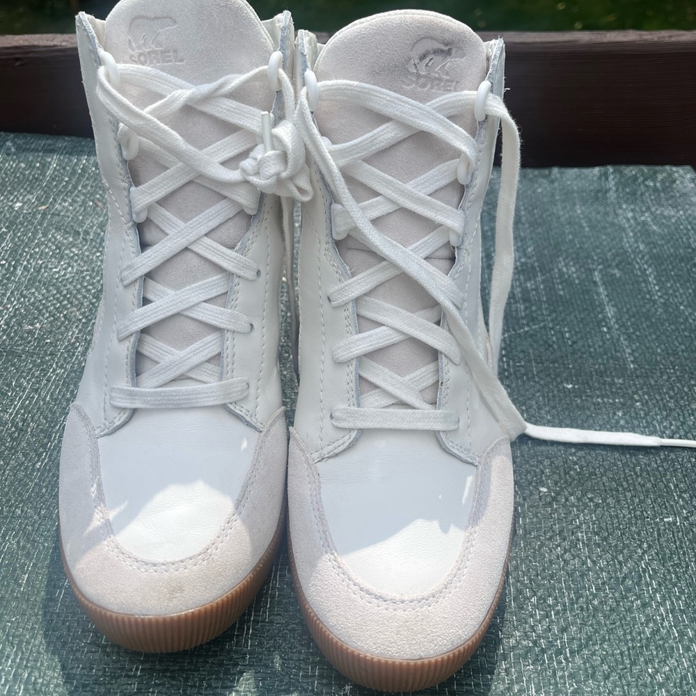 Sorel Women's Cream and White High-Top Sneakers